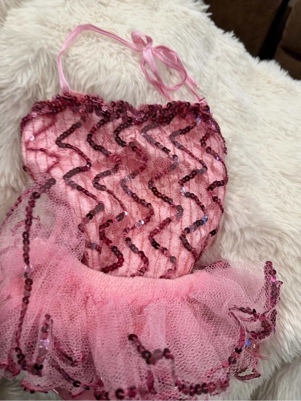 Pink Sequin Tutu One-Piece for Kids - Sparkle Halter Swimsuit